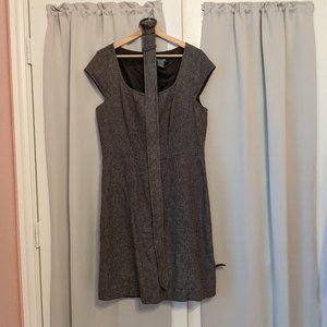 Ann Taylor Gray Tweed Cap-Sleeve Sheath Dress